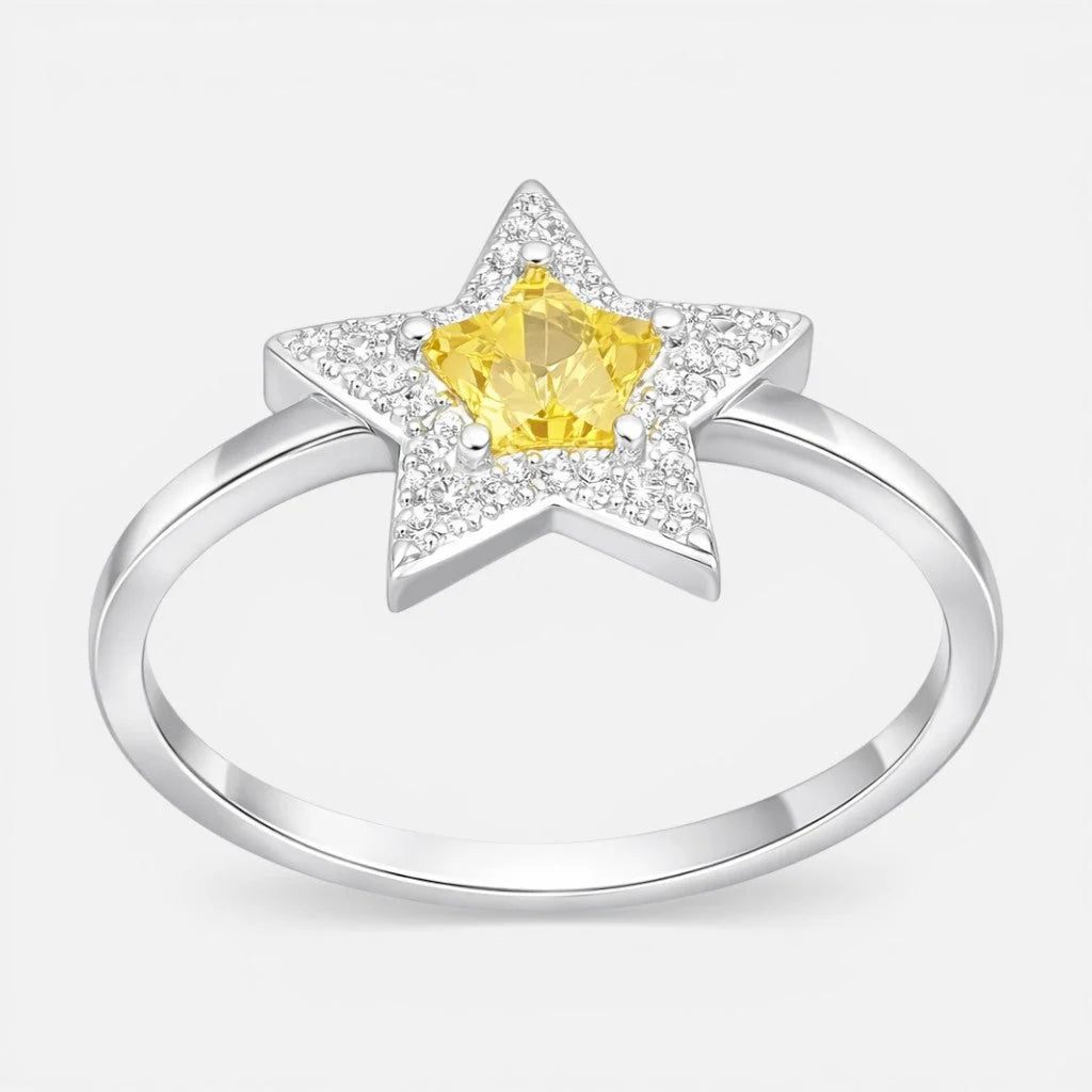 Anillo Estrella Circón Amarillo 17
