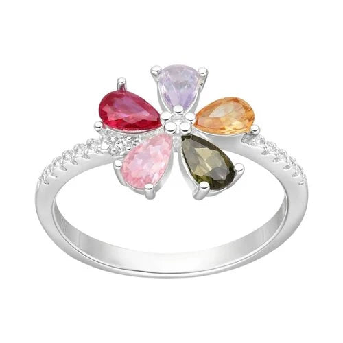 Anillo Flor Circones Multicolor 18