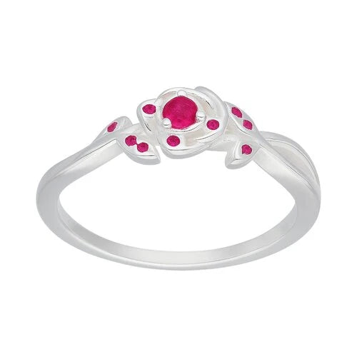Anillo Flor Circones Rubí 11