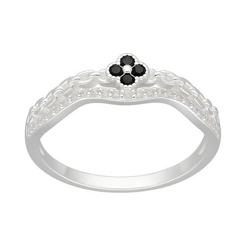 Anillo Flor Eslabones Circones Ónix 14