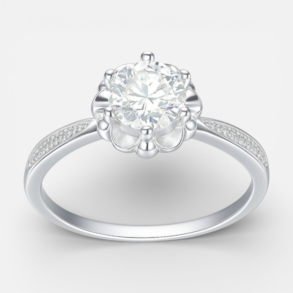 Anillo Flor Moissanita y Circones