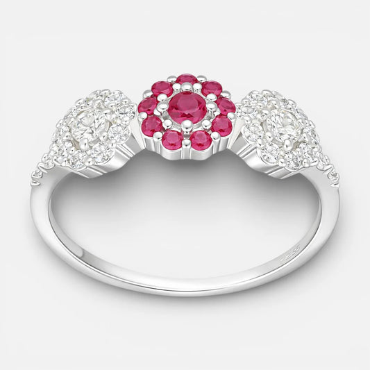 Anillo Flores Circones Rubí 20