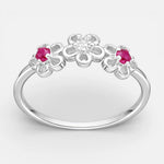 Anillo Flores Circones Rubí 15