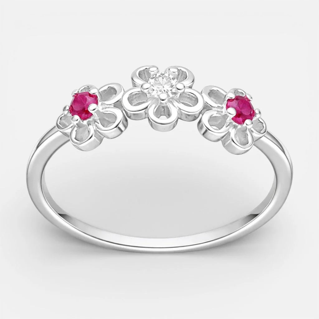 Anillo Flores Circones Rubí 15