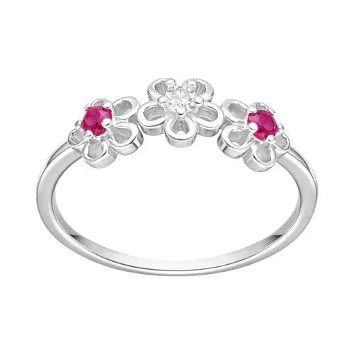 Anillo Flores Circones Rubí 15