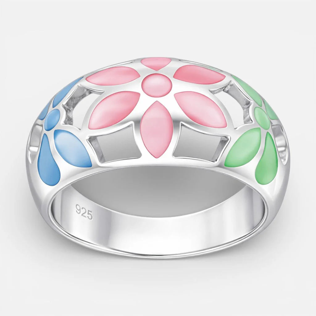 Anillo Flores Nacarado Multicolor 19