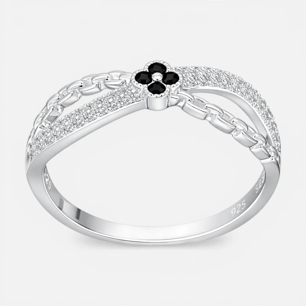 Anillo Infinito Trébol Circones Ónix 20