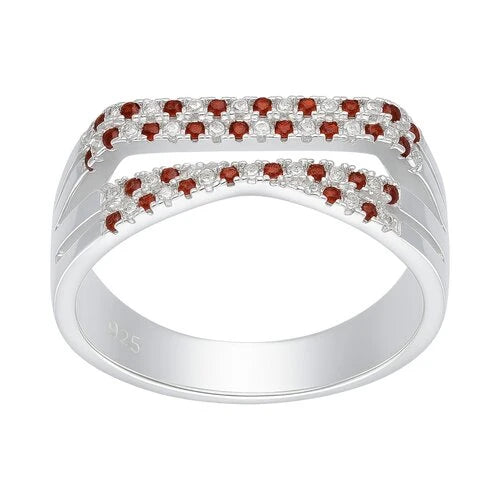 Anillo líneas Circones Granate Naranja 20