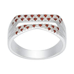 Anillo líneas Circones Granate Naranja 20