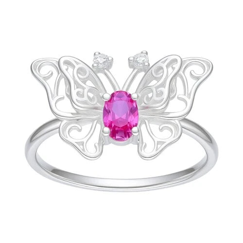 Anillo Mariposa Circón Rubí 12