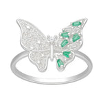 Anillo Mariposa Circones Baguette Esmeralda 15