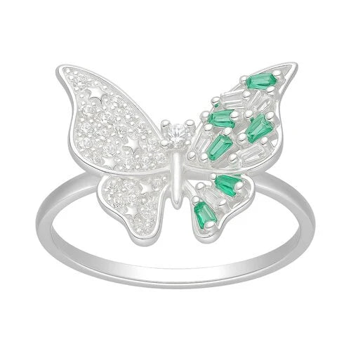 Anillo Mariposa Circones Baguette Esmeralda 15