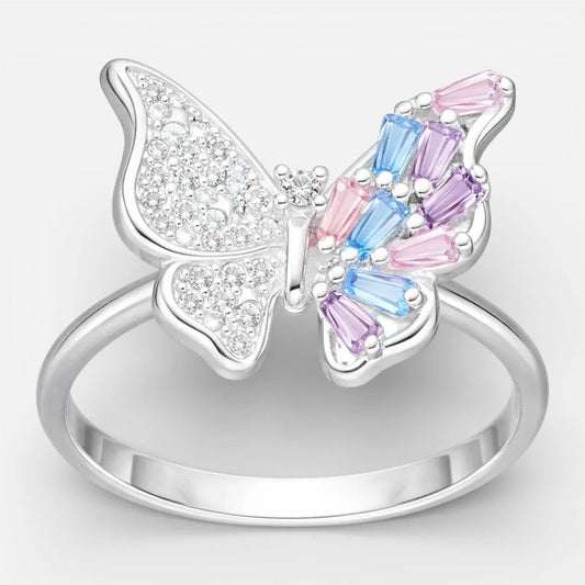 Anillo Mariposa Circones Baguette Multicolor 18