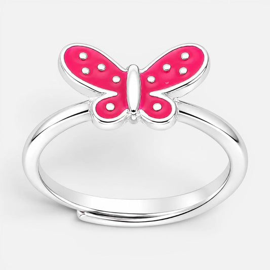 Anillo Mariposa Esmaltada Fucsia