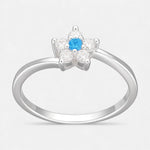 Anillo Midi Flor Circones Agua Marina