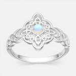 Anillo Nudo de Brujas Celta Piedra Luna 18