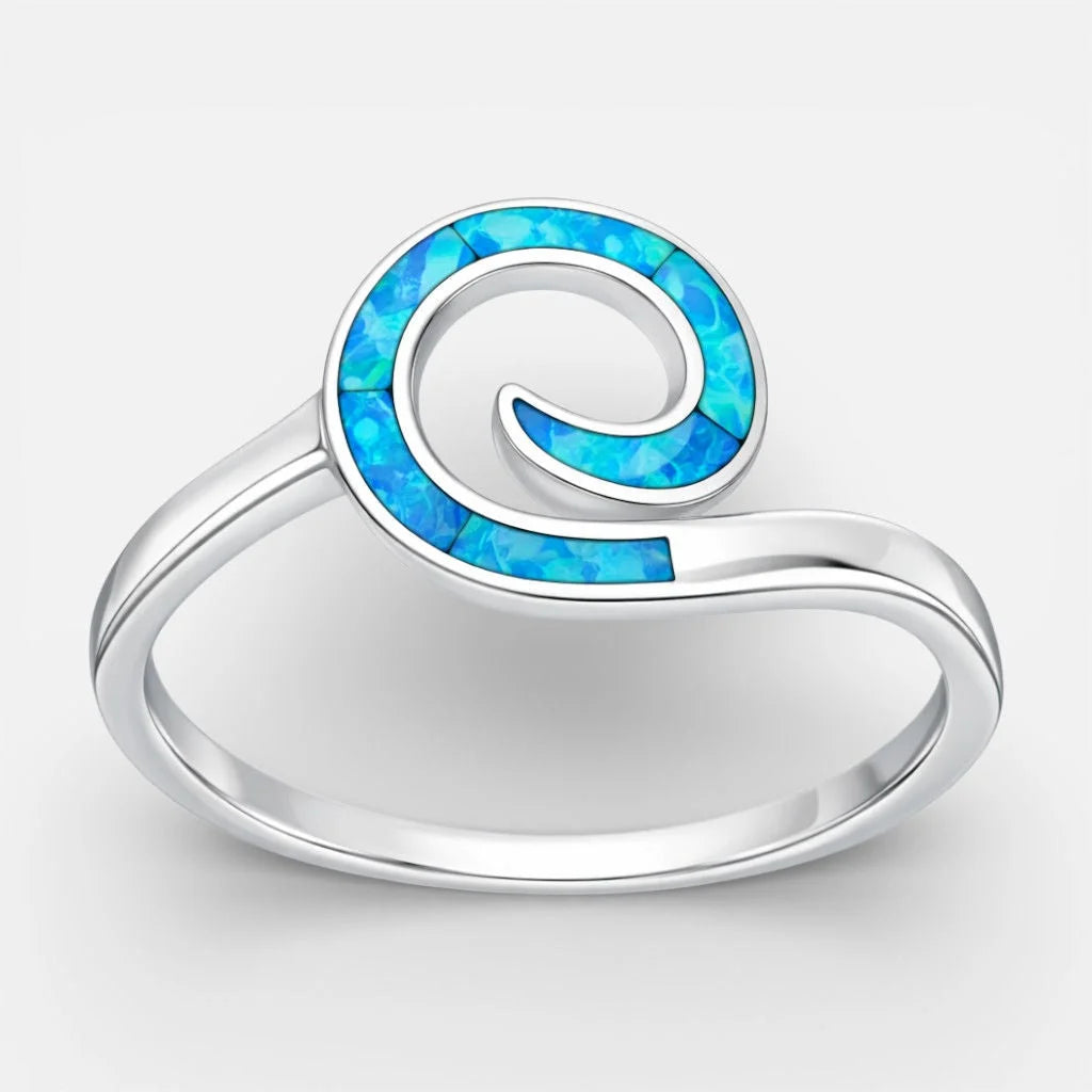 Anillo Olas Ópalo Azul 19
