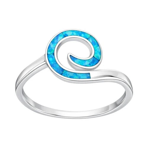 Anillo Olas Ópalo Azul 14