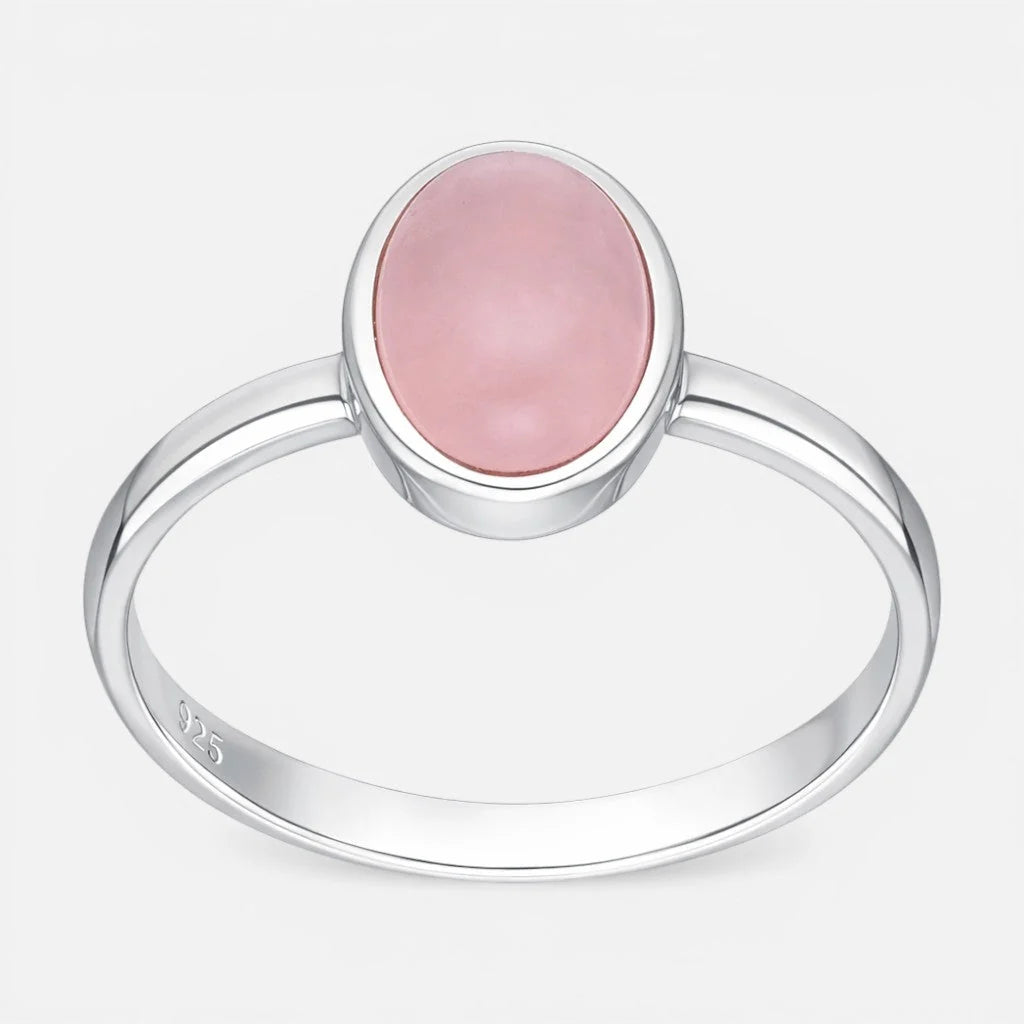 Anillo Ovalo Cuarzo Rosado 12