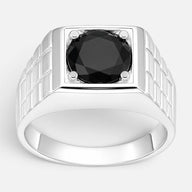 Anillo Sello Facetado Circón Ónix 24