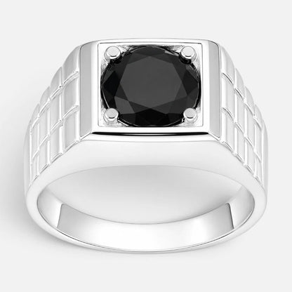 Anillo Sello Facetado Circón Ónix 24