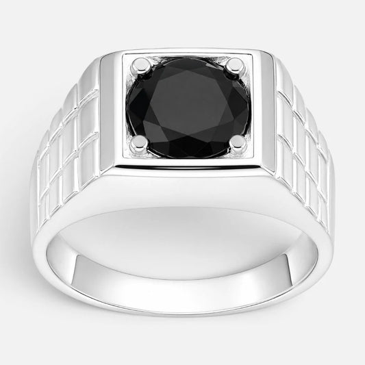 Anillo Sello Facetado Circón Ónix 24