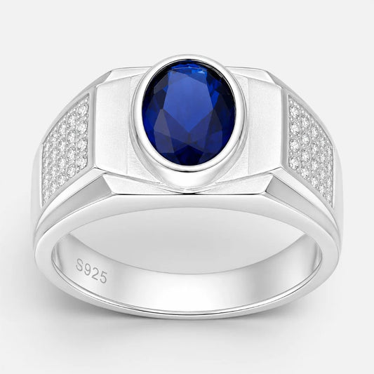 Anillo Sello Circón Ovalado Zafiro 20