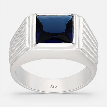 Anillo Sello Circón Zafiro