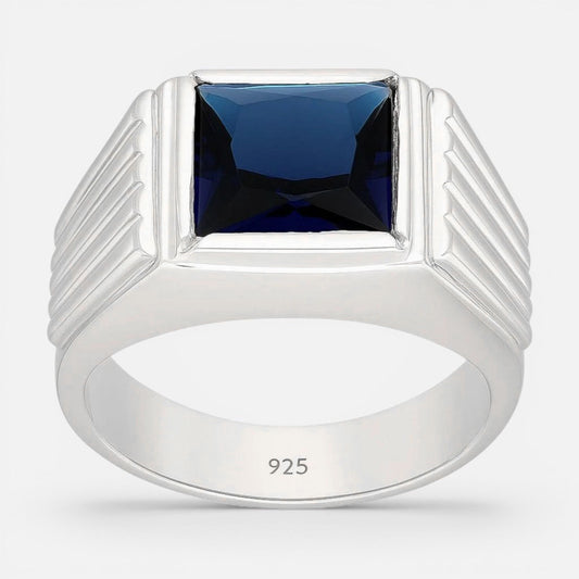 Anillo Sello Circón Zafiro