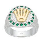 Anillo Sello Corona en Oro Circones Esmeralda 17