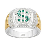 Anillo Sello Símbolo Dólar Circones Esmeralda con Oro 22