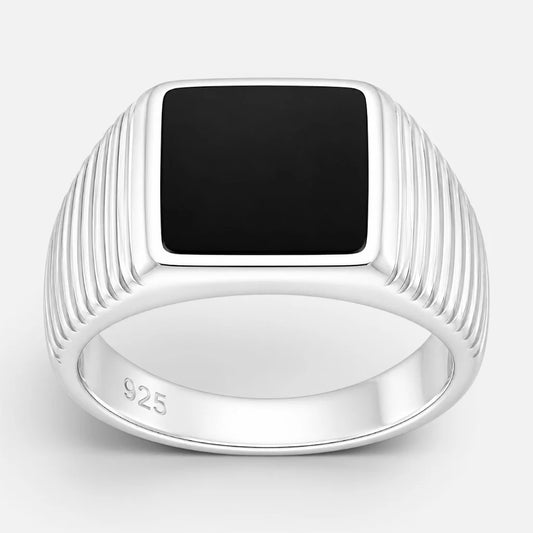 Anillo Sello Ónix Facetado 24