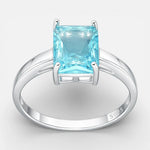 Anillo solitario Circón Baguette Agua Marina 20