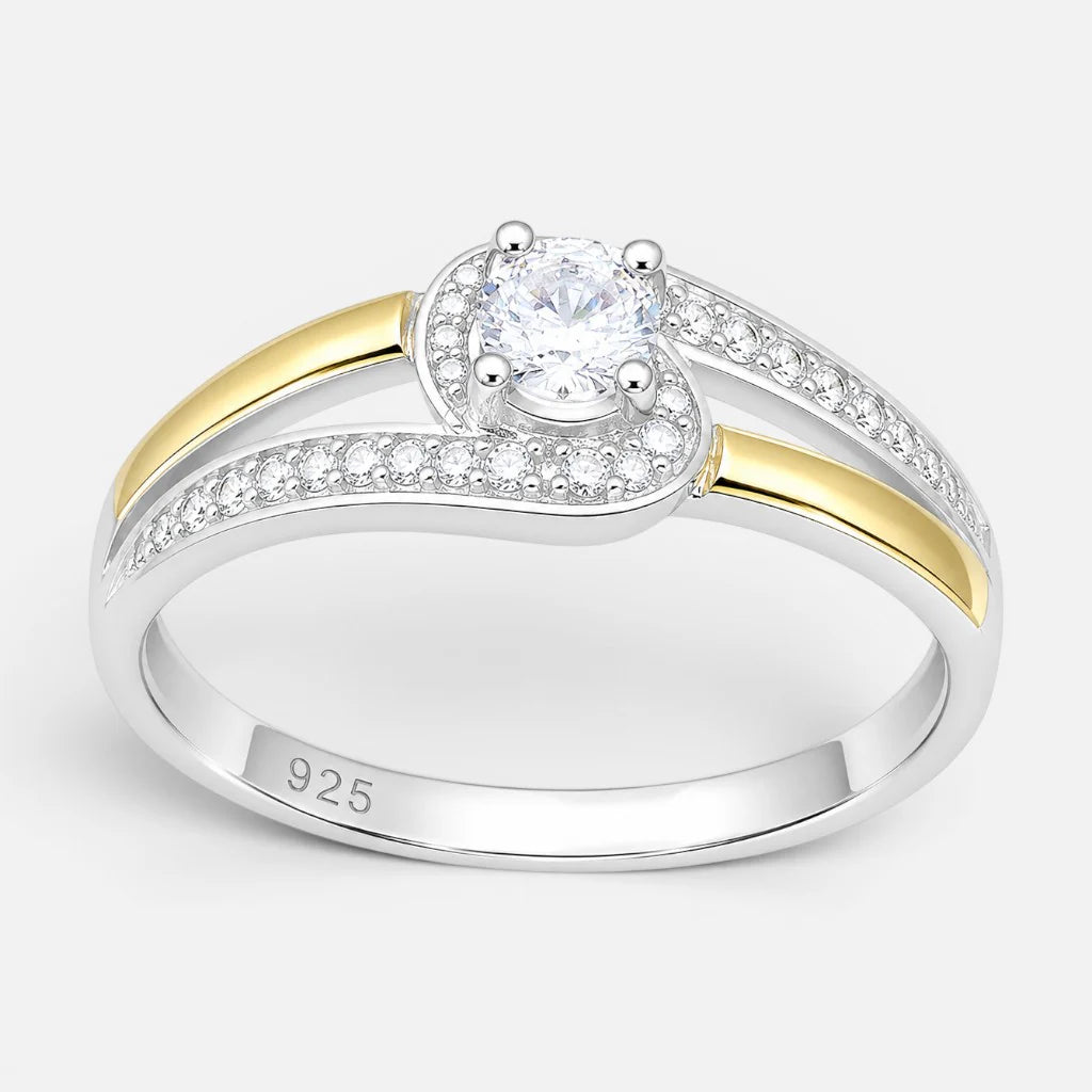 Anillo Nudo Circón Solitario con Oro 19