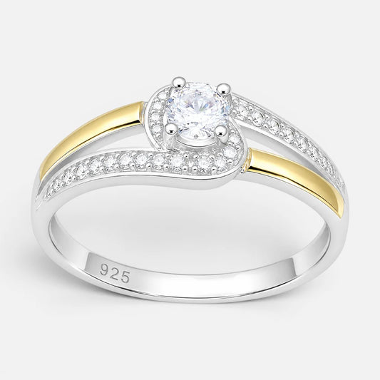 Anillo Nudo Circón Solitario con Oro 19