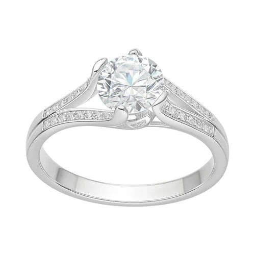 Anillo Solitario Moissanita y Circones 18