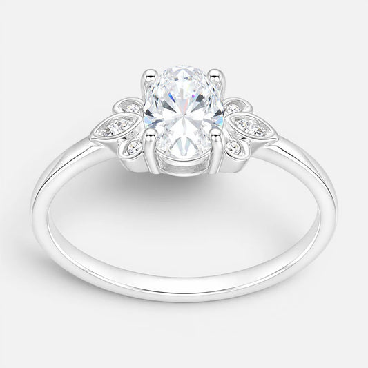 Anillo Espigas Moissanita y Circones 18