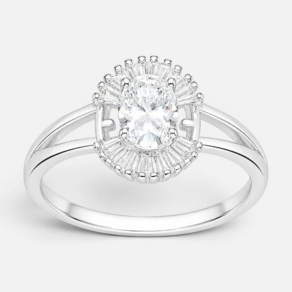 Anillo Ovalado Moissanita y Circones Baguette 20