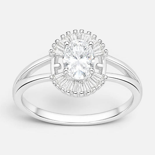 Anillo Ovalado Moissanita y Circones Baguette 20