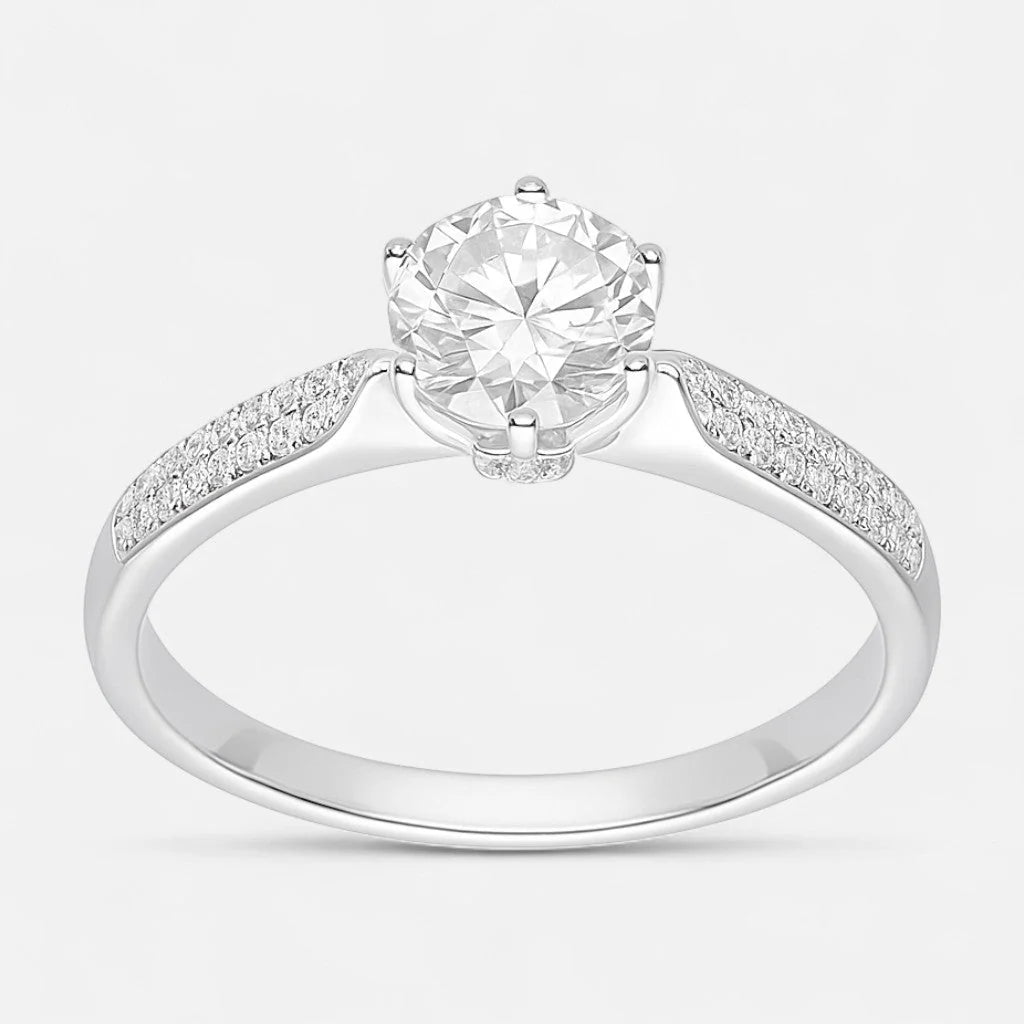 Anillo Solitario Moissanita y Circones 14