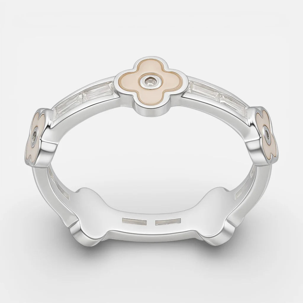 Anillo Trébol de la Suerte Circones Baguette Nácar 12