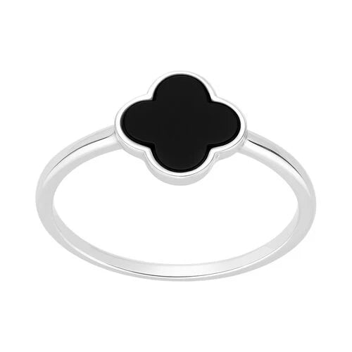 Anillo Trébol de la Suerte Ónix 14