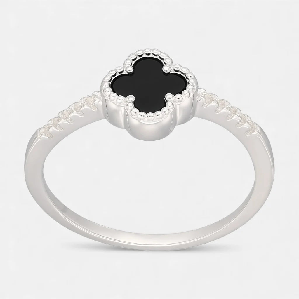 Anillo Trébol de la Suerte Ónix Circones 12