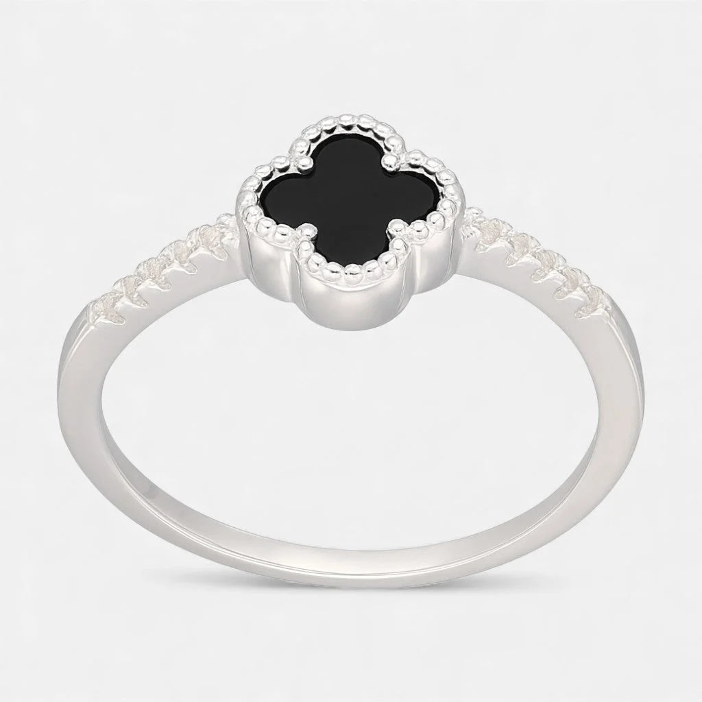 Anillo Trébol de la Suerte Ónix Circones 14