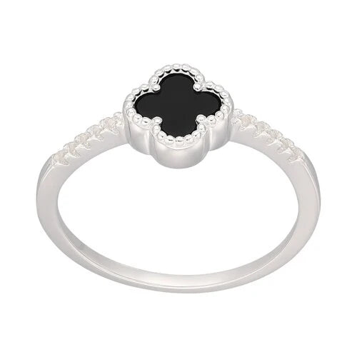 Anillo Trébol de la Suerte Ónix Circones 14