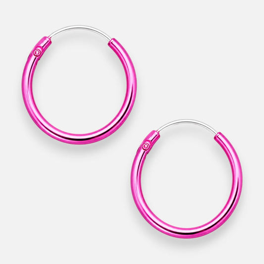 Argolla Esmaltado Fucsia 14 mm