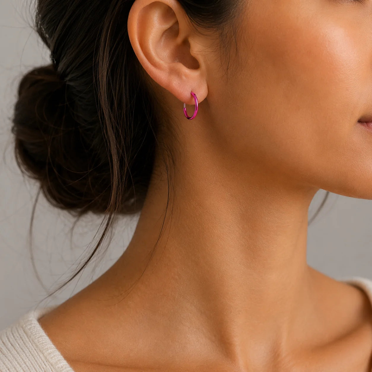 Argolla Esmaltado Fucsia 14 mm
