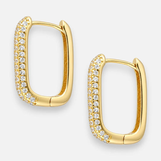 Argolla Huggie Rectangular Circones Pavé 17x13 mm