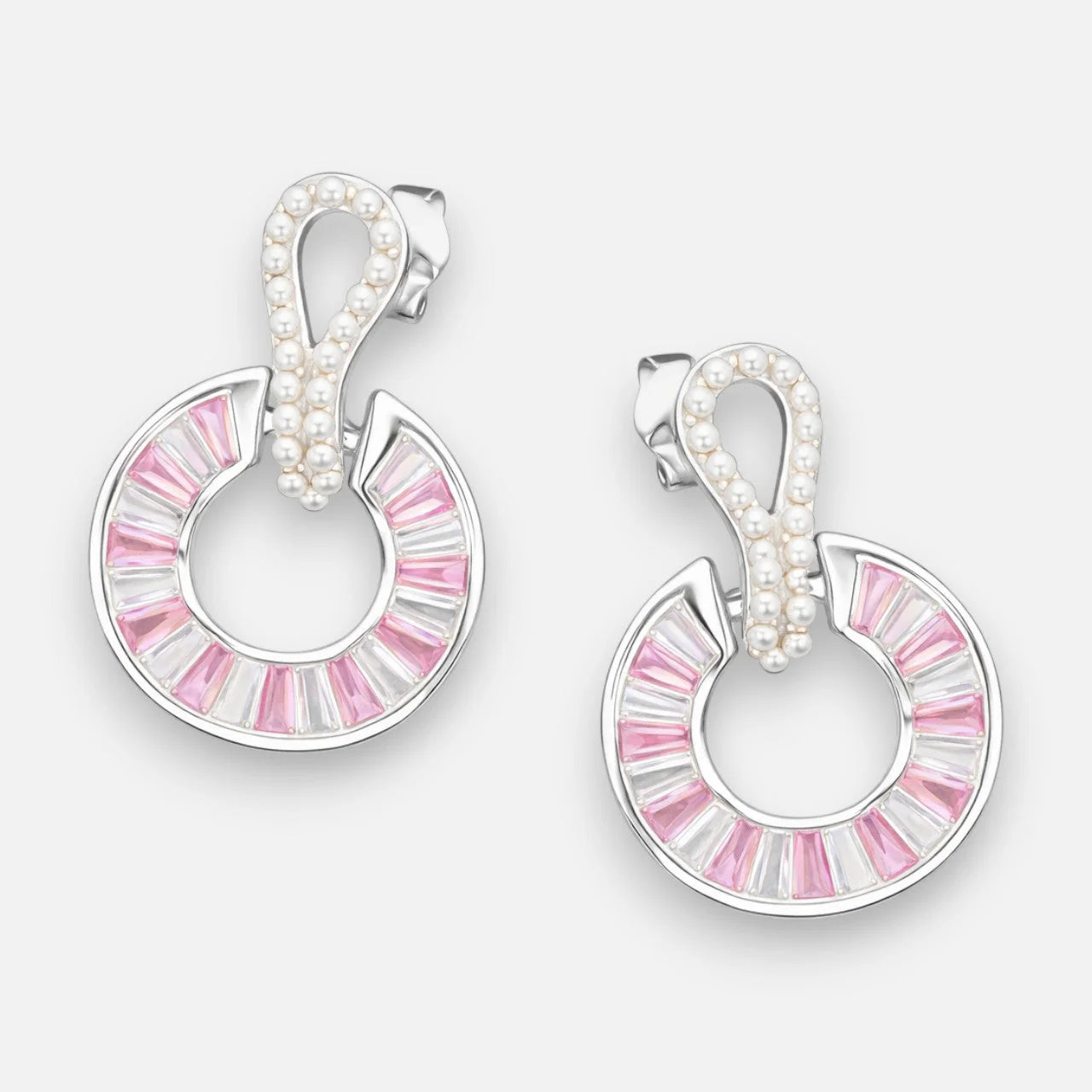 Aro Abstracto Perlas Circones Baguette Rosa Francia