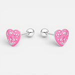 Aro con Tope Corazón Rosa Escarchado 6 mm